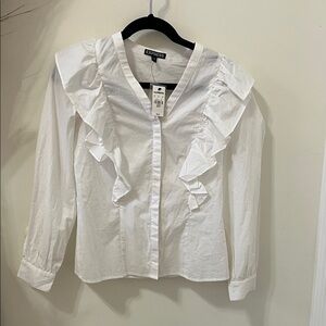 Express Elegant White Ruffle Top